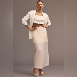 NWT Anthropology Sunday in Brooklyn Long Pink/Peach Sheer Wrap Skirt Size Small